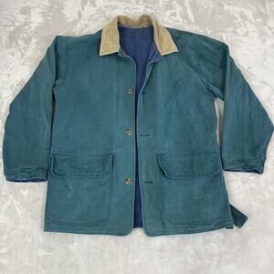 VTG Chore Coat Adult Small Reversible Blue Green Barn Outdoor Workwear 90s